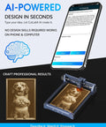 Beginner Friendly 5W Portable Laser Engraver With Wireless App Control, High Precision 200x300mm Engraving Area For Wood Metal Acrylic Leather shown engraving a dog image