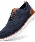 Steel Toe Work Sneakers For Men, Lightweight Oxford Style Safety Shoes, Casual Dress Kicks For Job Sites, ASTM F2413 Rated Steel Toe Protection, Comfortable All Day, Navy Blue, front view