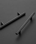 10 Pack Matte Black Cabinet Handles 4 Inch Center To Center, 6-3/8 Inch Overall Length, 1/2 Inch Diameter, 1-1/4 Inch Projection, Rust And Stain Resistant Stainless Steel Kitchen Cabinet Pulls For Cabinets Dressers And Drawer Fronts