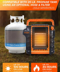 9000 BTU Portable Propane Heater For Outdoor Use That Kicks Heat Up To 300 Sq Ft with propane tank and heat settings chart
