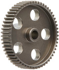 57 Tooth 64 Pitch Aluminum Pinion Gear For RC Cars, ultra lightweight precision machined, close-up side view of gear teeth