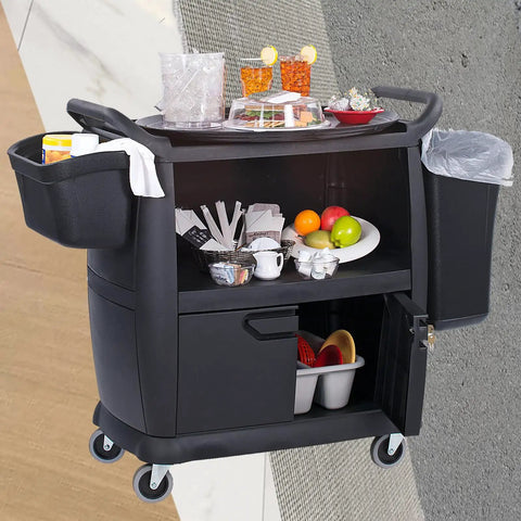 Heavy Duty 4 Inch Swivel Casters Featuring No Sweat Setup, Smooth Rubber Utility Cart Replacement Wheels on a service cart.