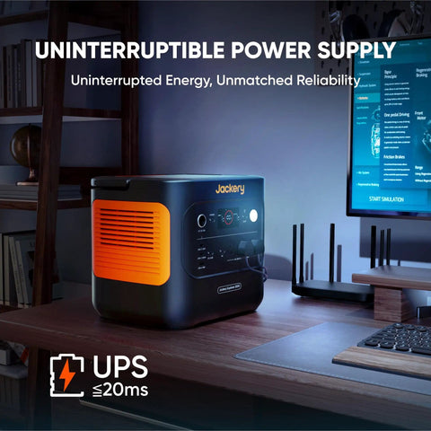 Beefy 2000W Portable Power Station With 2040Wh LFP Battery 3 AC Outlets 2200W Peak USB C PD 100W on desk setup