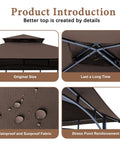 Replacement Canopy For BBQ Grill Gazebo Top Durable Weather Resistant Outdoor Cover showing design features and fabric texture.