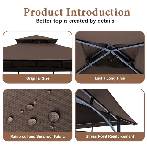 Replacement Canopy For BBQ Grill Gazebo Top Durable Weather Resistant Outdoor Cover showing design features and fabric texture.