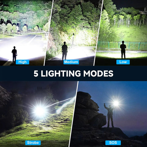 Rechargeable LED Flashlight Beast Bright 100,000 Lumens Tactical Torch With 5 Modes Adjustable Focus Waterproof light modes