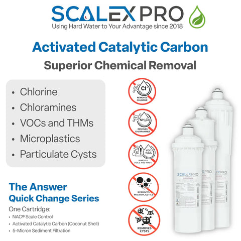 Ten Inch Hard Water Filter With Salt Free Nac Tech Cuts Through Annoying Scale Buildup And Knocks Out Chlorine For Whole Home Use, featuring activated catalytic carbon.