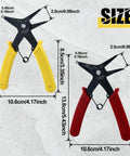 Two Pack 2 In 1 Snap Ring Pliers Set Internal And External Circlip Pliers Straight Lock Ring Pliers Dual Purpose Retaining Ring Pliers For 10mm To 40mm C Clips Ring Remover And Installer Tool with red and yellow handles