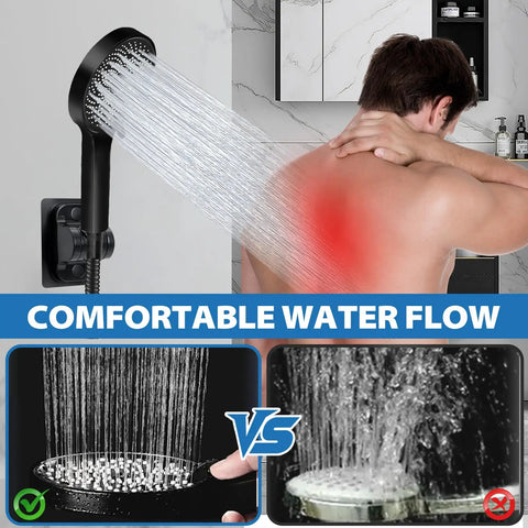 Big 8 Inch Rain Shower Head With Handheld Spray High Pressure Rainfall Kit shown in use with water flowing