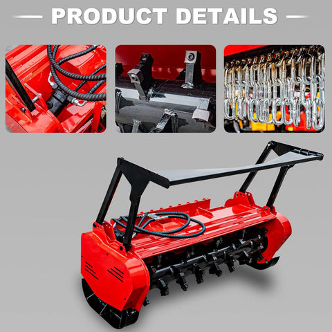 60 Inch Hydraulic Forestry Mulcher Attachment For Skid Steer Loaders, Beefed Up Heavy Duty Land Clearing Tool For Brush Cutting