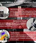 Heavy Hitter Benchtop Milling Machine With 1100W Brushless Motor And 110V Setup detail of high-definition LCD screen and spindle feed handle.
