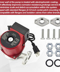 Direct Replacement 110223306 Wet Rotor Circulator Pump with standard flanges, screws, and washers for quick installation.
