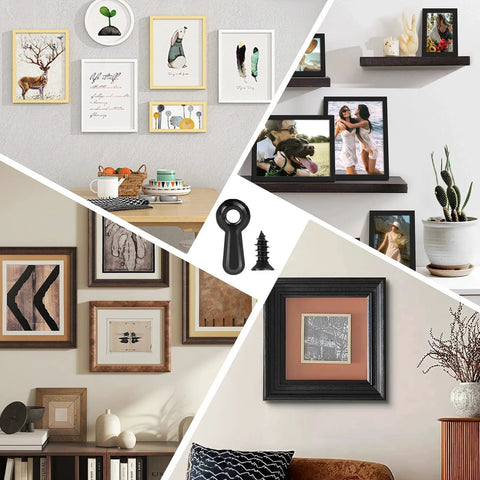 Black metal turn-button picture frame fasteners with screws; 100-pack hardware for hanging photos