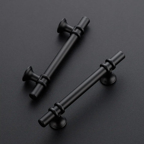 Dope 30 Pack 6 Inch Matte Black Cabinet Pulls With Round Base For Kitchen Cabinets And Cupboards, 6 Inch Length, 3.75 Inch Hole Center