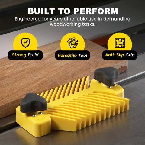 Heavy Duty Universal Featherboard For Table Saw Woodworking grips like an iron, showing strong build and anti-slip grip design.