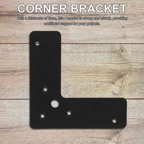 Heavy Duty Stainless Steel Corner Bracket Set, 4 Pack Flat Angle Braces, Thick Black Metal Brackets for Plate Connection on wood