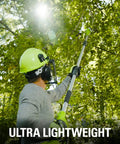 Person using 40V Polesaw and Hedge Trimmer Combo With 8-Inch Bar 20-Inch Dual Action Blades Tool Only Gen 1 in a garden