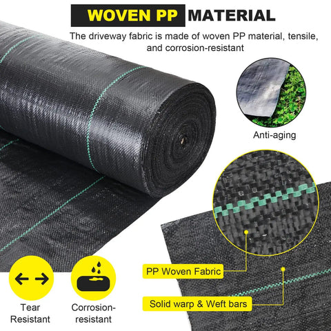 Tough As Nails Pro Grade Heavy Duty 3.5 Oz Landscape Fabric roll showing woven PP material and tear resistance