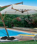 90 Lb Extra Large Umbrella Base Weight Set Of Two For Patio Fillable Sand Bags in garden near pool without sand