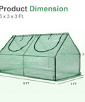 Compact 6 By 3 By 3 Feet Mini Greenhouse With Dual Zipper Doors Water Resistant And UV Protected, showing dimensions