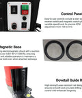 Close-up of Heavy Duty Magnetic Drill Press 1400W control panel and magnetic base features for structural steel work.