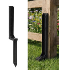 No Fuss Heavy Duty Fence Post Repair Kit With Ground Stakes for fixing leaning fences, tough black 11 gauge steel anchor.