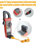 ZIBOO 69146 banana plug adapter for K-type thermocouples with digital clamp meter and yellow test leads