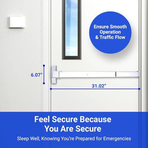 Exit Door Panic Bars For High Traffic Commercial Doors Push Bar Panic Exit Device With Crash Bar mounted on white door.
