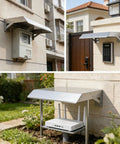 Heavy Duty EV Charger Weather Canopy Cover With Sloped Stainless Steel Top protecting devices from elements on outdoor walls.