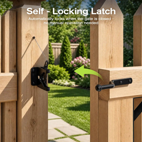 Anti Sag Gate Kit For Wooden Fence, Heavy Duty Gate Hardware With Welded Hinges, Corner Braces, Self Locking Latch, No Sag Fence Gate System For Outdoor Use on wooden gate