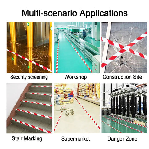 High Visibility Red And White Floor Marking Tape 4 Inch By 108 Feet Self Adhesive Waterproof Caution Strip in multiple scenarios