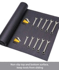 Non Slip Grippy Tool Box And Drawer Liner With Textured Grip For Scratch And Impact Protection, Thick Foam Mat With Wrenches on Surface