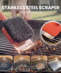 Bristle Free BBQ Grill Brush With 17 Inch Cool Touch Handle Steam Cleaner No Wire Bristle Scraper in use on grill