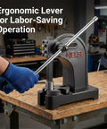 3 Ton Manual Arbor Press Built Like A Tank Heavy Duty Desktop Hand Press With Robust Cast Iron Construction And 12 Inch Work Height in use with ergonomic lever.
