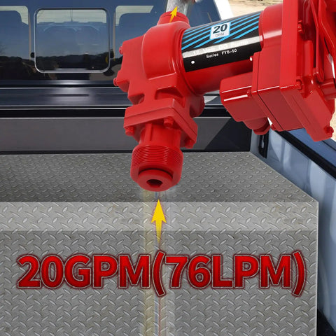 Ultra Durable 12 Volt 20 GPM Explosion Proof Fuel Transfer Pump For Gasoline Diesel on metal surface showcasing 20GPM flow rate.