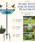 Solar Powered Bird Bath Fountain With Stake Stand For Garden Patio And Yard Outdoor Water Feature That Attracts Birds
