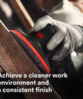 Worker using Clean Sanding Paper Disc 732U 80 Grit Vacuum Sanding Disc with Hook and Loop Backing 5 inch on wood surface