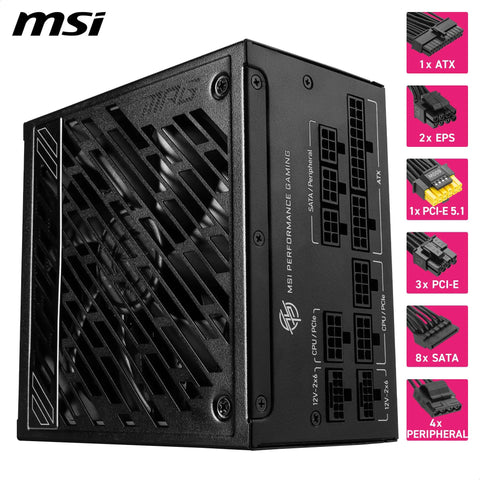 Fully Modular 850W PCIE5 Gaming Power Supply For Gamer Rigs With 80 Plus Gold, Dual 12V 2x6 Pin Cables, ATX 3.1, PCIe 5.1