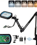 12X Magnifying Glass With Light And Clamp, Ultra Long 3-Section Arm, 5.3x3.2 Inch Glass Lens, 5000LM LED, electronics crafting kit