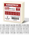 7200 Piece 23 Gauge Pin Nails In Six Assorted Lengths For Pneumatic Tools box with assorted headless pins for woodworking.