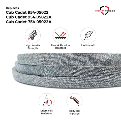 Beefy Heavy Duty Cub Cadet Deck Belt Replacement 108.3 Inch Aramid Cord Drive Belt shown with texture and key features