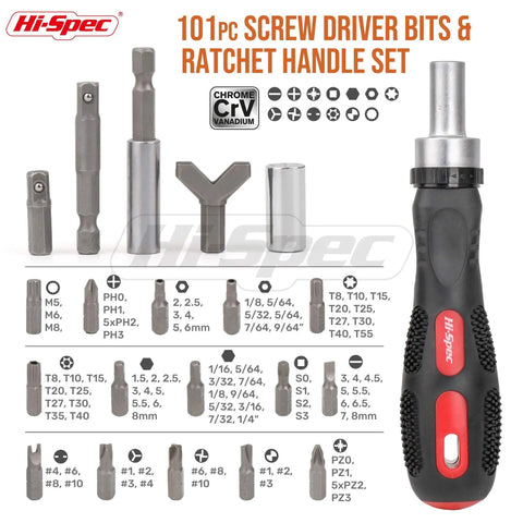 101 Pc Multi Bit Screwdriver And Ratcheting Handle Tool Set Kit With Quarter Inch Hex Bits And Tamper Proof Security Driver Bits
