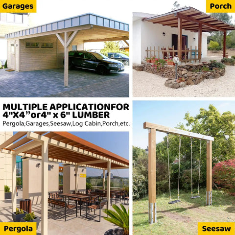 Two Pack T Shaped Cap Tie Post Brackets With Screws For Post To Beam 4 By 4 And 4 By 6 Heavy Duty Deck Brackets For Garden Gazebos Porches Decks And Cabins