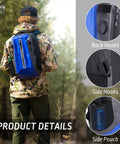Person hiking with Floating Waterproof Dry Bag Backpack With Airtight Zipper And TPU Coating For Kayak Fishing Boating And Hiking 30L