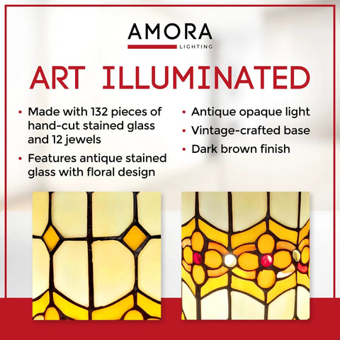 Floral Tiffany Style Mosaic Shade Accent Table Lamp With Inline Switch details with antique stained glass and jewels