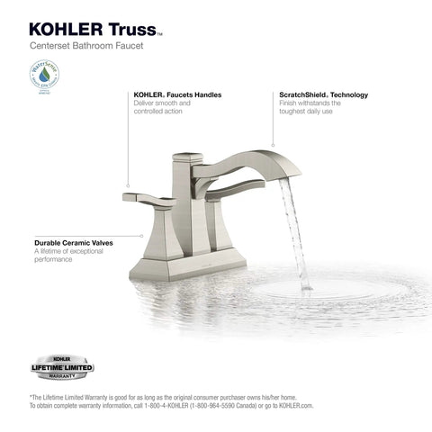 Truss Center Set Lav Faucet With Two Lever Handles For Hot And Cold Water Sleek Modern Craftsman Inspired Bathroom Fixture