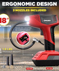 Deluxe Portable Tire Inflator And Air Compressor For Cars With Auto Shutoff 150 PSI 12V DC Car Pump with ergonomic design and nozzles