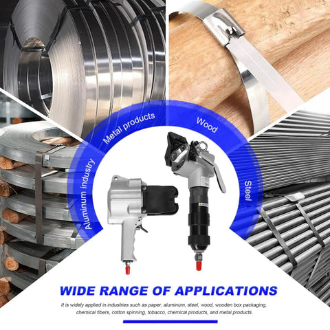 Heavy Duty Pneumatic Metal Strapping Tool Set For Industrial Bundling No Power Needed Yet Packs A Punch, Durable Alloy Steel Strapping Machine With Split Type Design, Fits 19 25 32 Mm Straps 0.6-1.2 Mm Thick 25 Mm Packaging with applications for aluminum, wood, steel