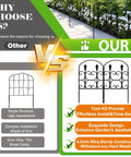 Comparison of Arch Shaped Decorative Garden Fence Set 24 Inch Tall Ten Pack Metal Border Panels Black No Dig Fence for Landscape Patio Yard Outdoor Garden Fencing Border 10.83 Feet Total highlighting design and durability advantages