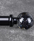 Heavy Duty Black Curtain Rod For Windows 48 To 84 Inches, 1 Inch Adjustable Drapery Rod With Crystal Ball Finial, Iron Build